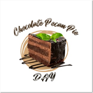 national chocolate pecan pie day fancy design Posters and Art